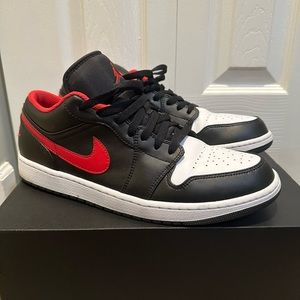 Air jordan 1 Low White Toe Sneakers Black Fire Red White 553558-063 Men's